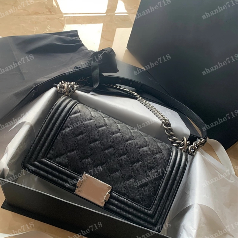 

Caviar Cowhide Classic Le Boy Women Shoulder Crossbody Bags Designer Handbags Lady Flap Purses Women Messenger Bag Luxury Clutch Wallets, Add box