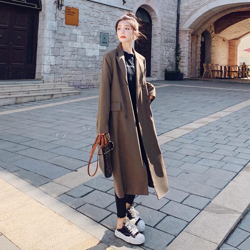 

Women' Suits & Blazers High-End Chic Suit Jacket Female Long Section 2022 Spring And Autumn Temperament Loose British Blazer Women Windbrea, As show