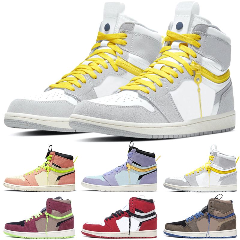 

Jumpman 1 Switch Men Women Basketball Shoes 1s Chicago Neon Purple Pulse Light Smoke Grey Black Brown Wine Red Fashion Mens Trainers Sports, #2 purple pulse