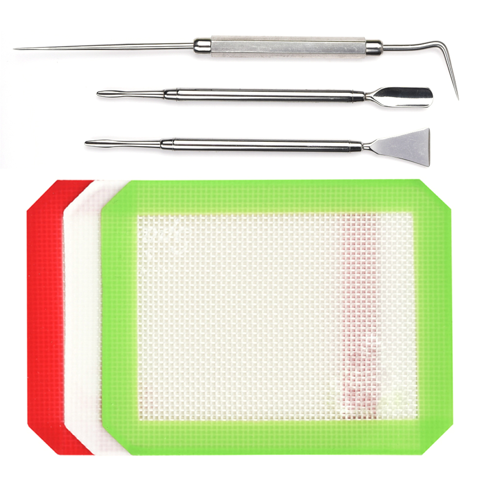 

Stainless Steel GR2 Wax Atomizer Bag Dab Tool with Silicone Mat Titanium Nail Dabber Tools For Dry Herb Wax Oil Glass Pipe