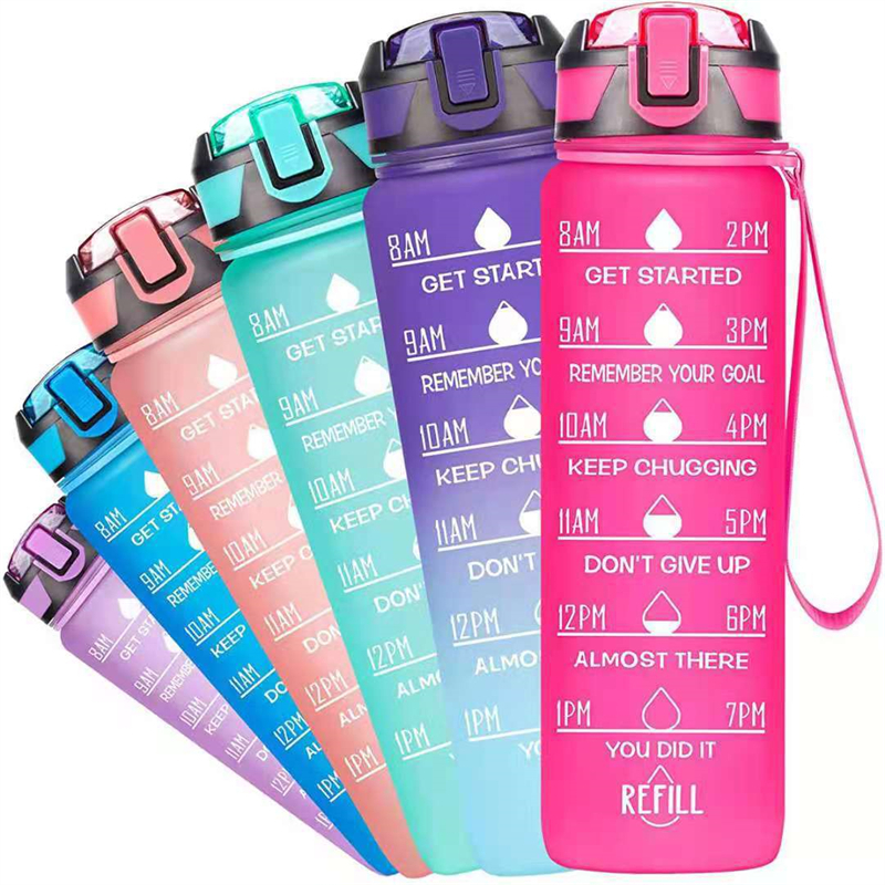 32oz Motivational Water Bottle with Time MarkerLeakproof BPA FreeFruit 1 Liter-image-763425858
