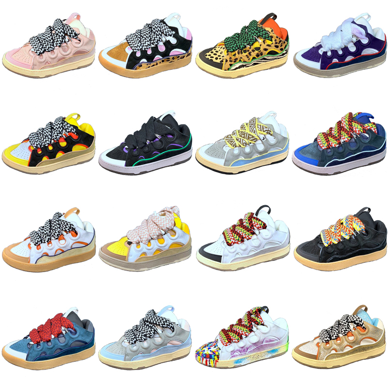 

Lanvi Designer mesh woven Lace-up shoes Boot extraordinary sneaker embossed Leather Curb sneakers calfskin shoe Rubber platform Mens Womens Size''Lanvin Lanvins