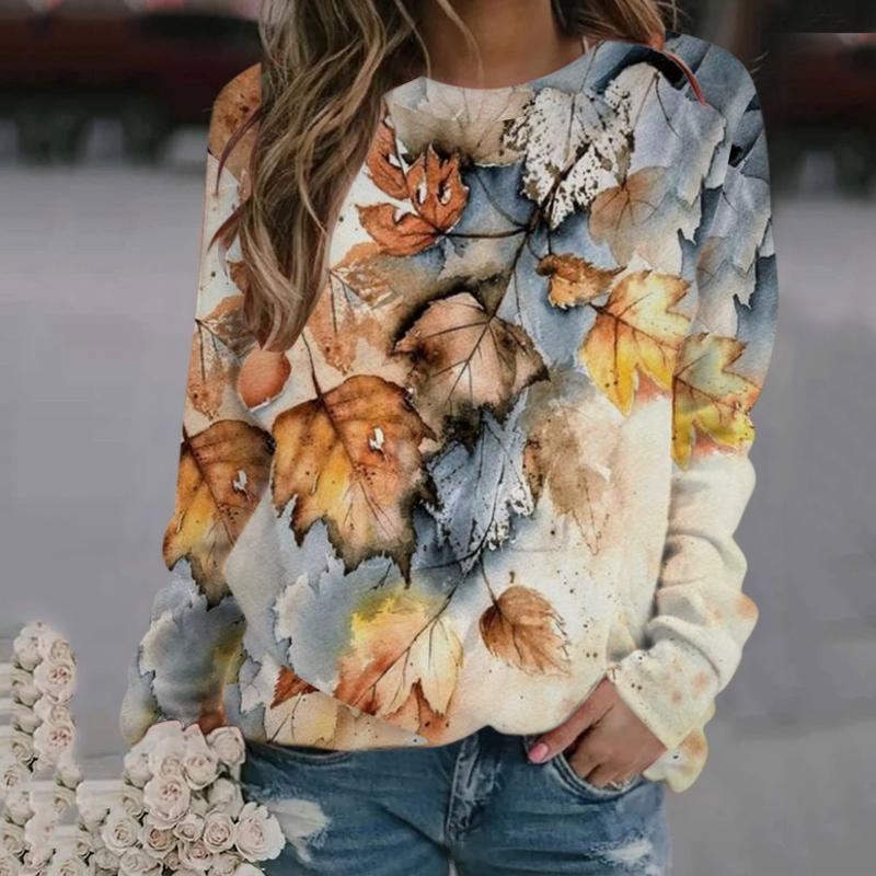 

Women's Hoodies & Sweatshirts Aesthetic Fall Scenery Printed Sweatshirt For Womens Casual Crewneck Colorful Printing Pullover Tops Streetwea, Bu