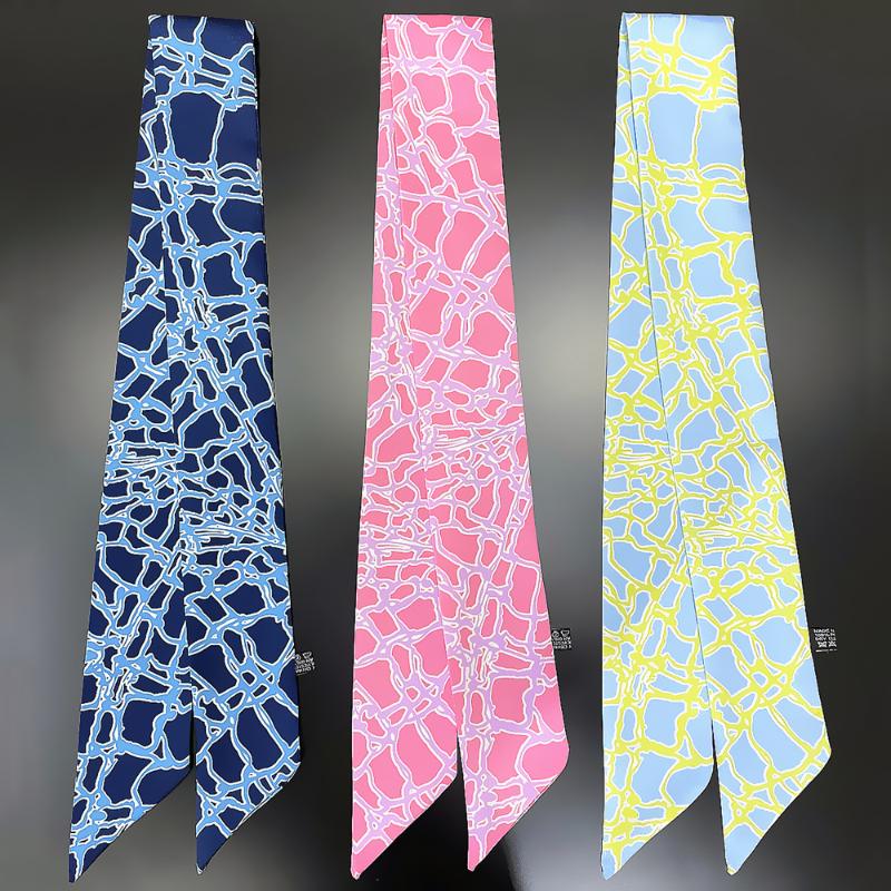 

Scarves Design Geometric Grid Twill 100% Silk Scarf Women Brand Skinny Hair Bag Foulard Neckerchief HeadbandScarves