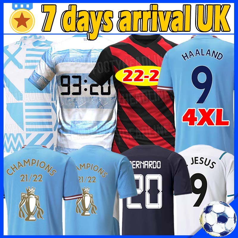 

9#HAALAND 22/23 DE BRUYNE 93 20 Anniversary Soccer Jerseys 2022 2023 FODEN GREALISH MAHREZ cities football uniforms BERNARDO white STERLING Man kits Kids Shirt, Mancheng 93 20 anniversary player