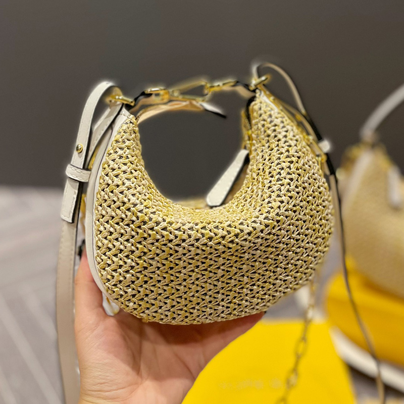 

Designer Women Nano Graphy Hobo Clutch Bag Italy Roma Brand Mini Half Moon Crossbody Handbags Lady Straw Weave Linen Saddle Shoulder Handbag Luxurys Designers Bags, Black