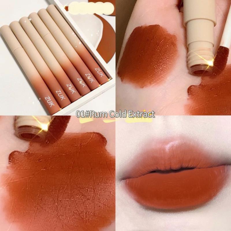 

Lip Gloss 6 Color Mousse Glaze Matte Velvet Long Lasting Mud Non Easy To Stick Cup Lipstick Tint Makeup Cosmetic TSLM1, Sky blue