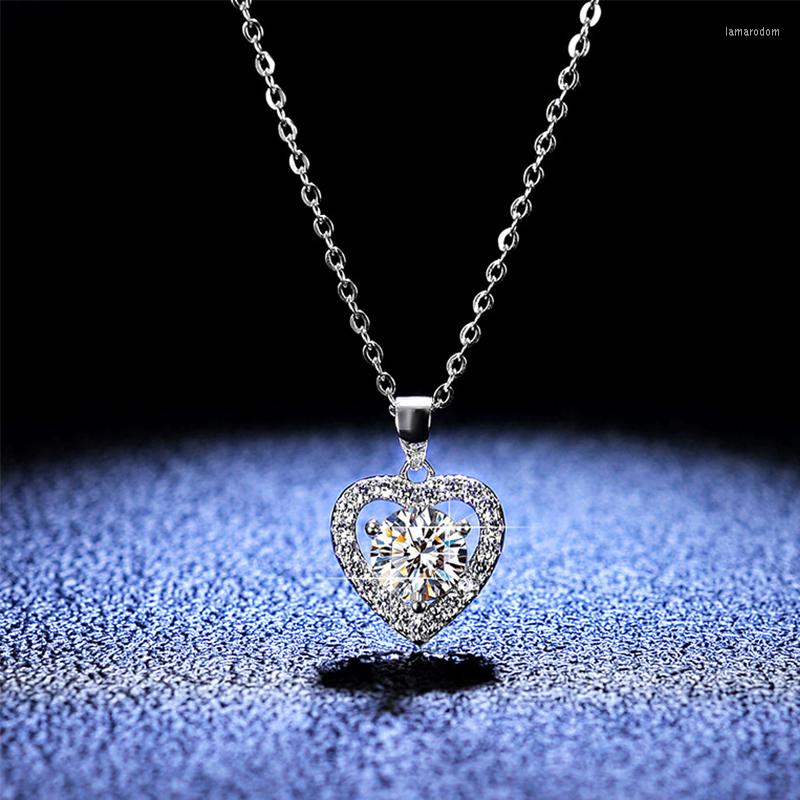 

Pendant Necklaces Real Moissanite Diamond Necklace 1ct D Color 925 Sterling Silver Heart Wedding Jewelry For Women PE017Pendant