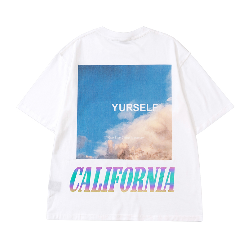22SS Summer Europe Allemagne Californie Tee Tee Gradual Change Imprimer Fashion Mens Mentils courts Tshirt Femmes Vêtements Coton décontractés T-