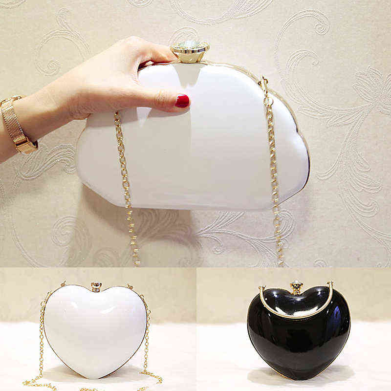 

Brand Design Red Heart Shell Shaped Diamonds Women Evening Bags Handmade Wedding Party Clutches Purse Female Handbags T220727, Heart shaped black