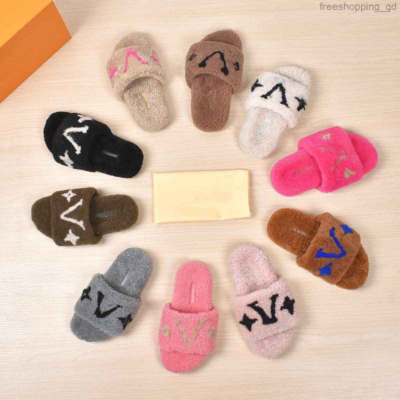 

Designer Luxury Paseo Flat Comfortable Sandals Wool Women's Slippers Furry Letter Slippers Warm and Comfortable Paseo Flat Comfort MULE Luxury, Color 1