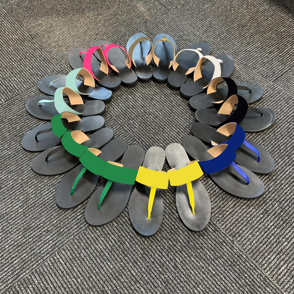 

Leather thong sandals mens and womens designer slipper fashion black marmont adults unisex beach casual slippers with logo and box size 35-45