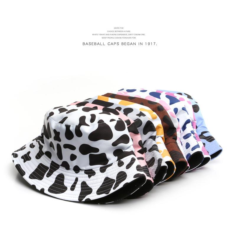 

Berets Casual Bucket Hat For Women And Men Summer Sun Caps Fashion Animal Print Panama Hats Double-sided Bonnet Unisex GorrasBerets, Yellow-white