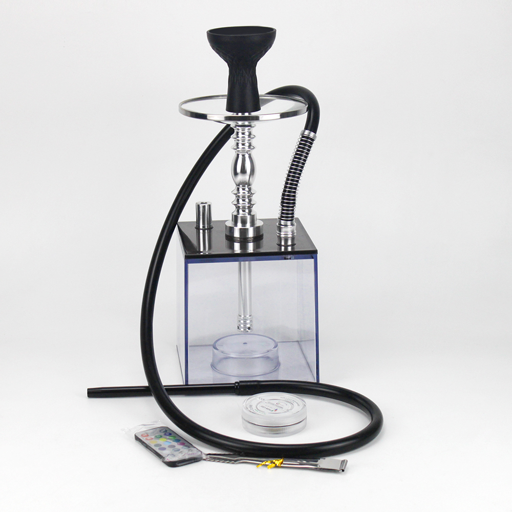 

Acrylic Hookah Set With LED Light Shisha Water Pipe Include Silicon Bowl&Clip&Pipe Hose Nargile Chicha Transparent
