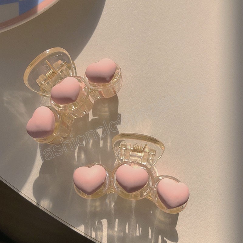 

Korean Hairdres Women Hair Claws Back Of Head Crab Clamps Girls Candy Color Heart Hair Clips, As picture