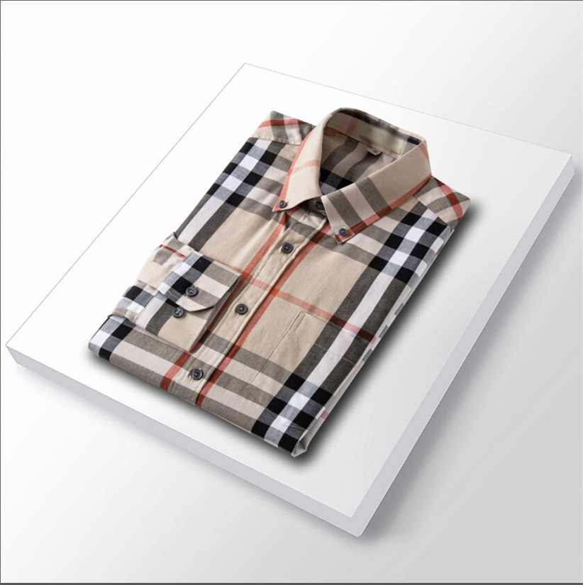 Chemises décontractées pour hommes 2021 été automne à manches longues chemise à carreaux intelligente hommes 100% coton boutonné robe régulière m