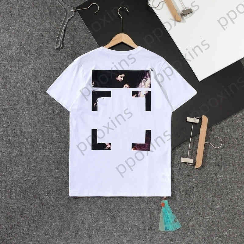 

Off Men' T-shirts Offs Spring Summer New Yellow Bronzing Tape Arrow Warning Line Couple Short Sleeve T-shirt Printed Letter x the Back, 24