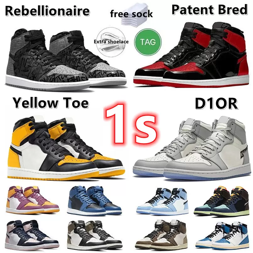 

1 1s Rebellionaire mens basketball Shoes Patent Bred Royal Yellow Toe Dark Mocha Marina Blue Hand Crafted University Blue Shattered Backboard women sports sneakers, Color#30
