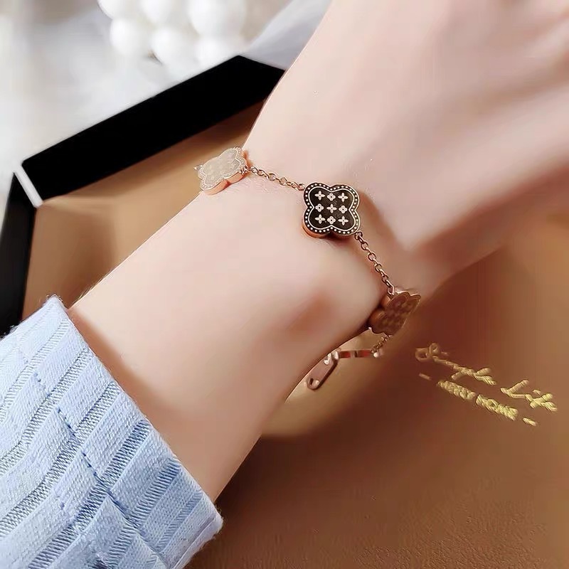 Luxury Design Clover Charm Bracelet Gold Plated Stainless Steel Necklace Earring for Women Gift-image-775444357