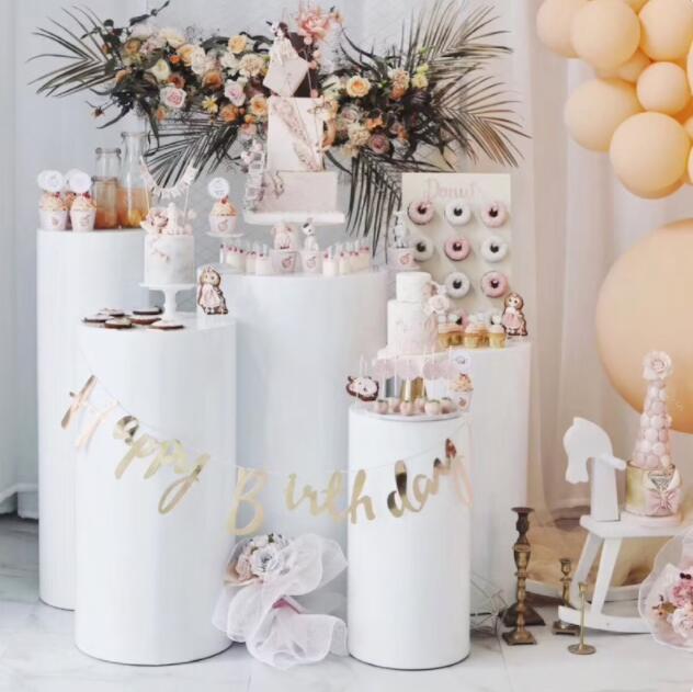 

Wedding Props Cylindrical Dessert Table Birthday Party Sign-in Area Decoration Round Cake Stand Wedding Decoration Iron Art Cylinder, As show