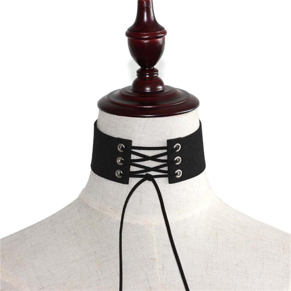 

solid color Flannelet Lace up Tattoo Choker Necklace Collar women necklace fashion jewelry will and sandy gift2454