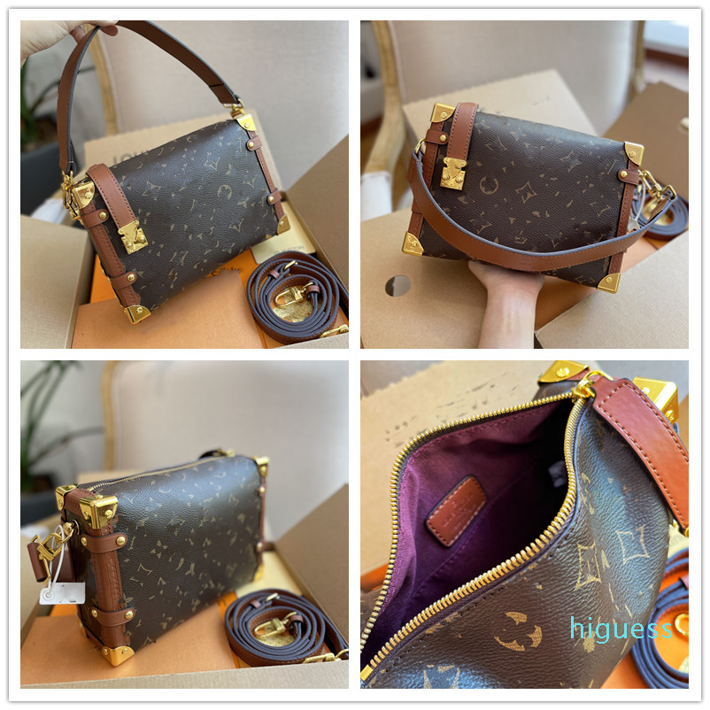

2022-Side TRUNK Crossbody Bag Vintage Shoulder Tote Purse Handbag, Brown