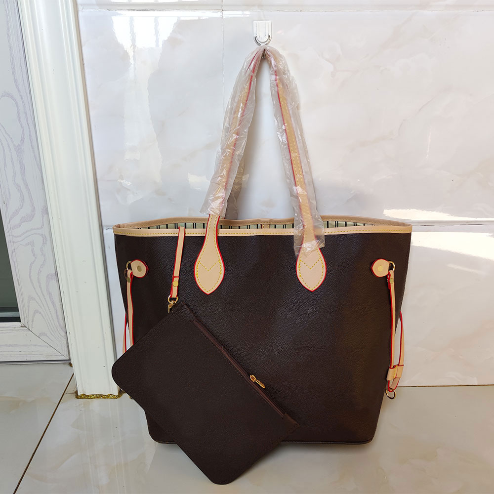 

2pcs sets Luxury Womans shoulder bags purse two-piece designer Totes Fashion flower handbag wallets messenger PU handbags, White