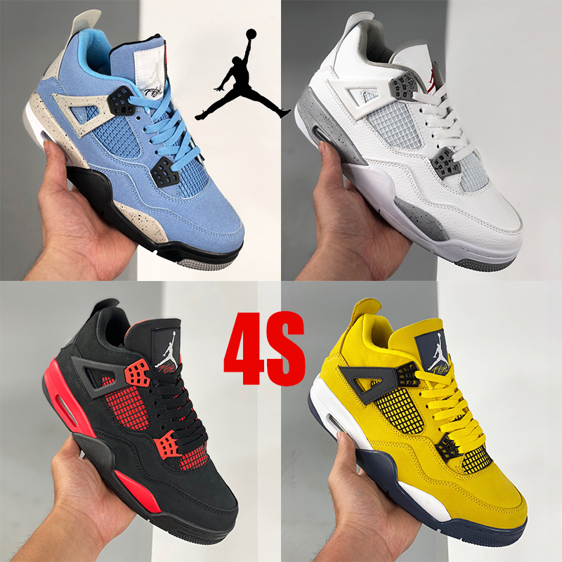 Nike Air Jordan 4 Retro mens Basketball Shoes 4s sneaker university blue fire red thunder Paris tour yellow black cat SE Neon women men designer