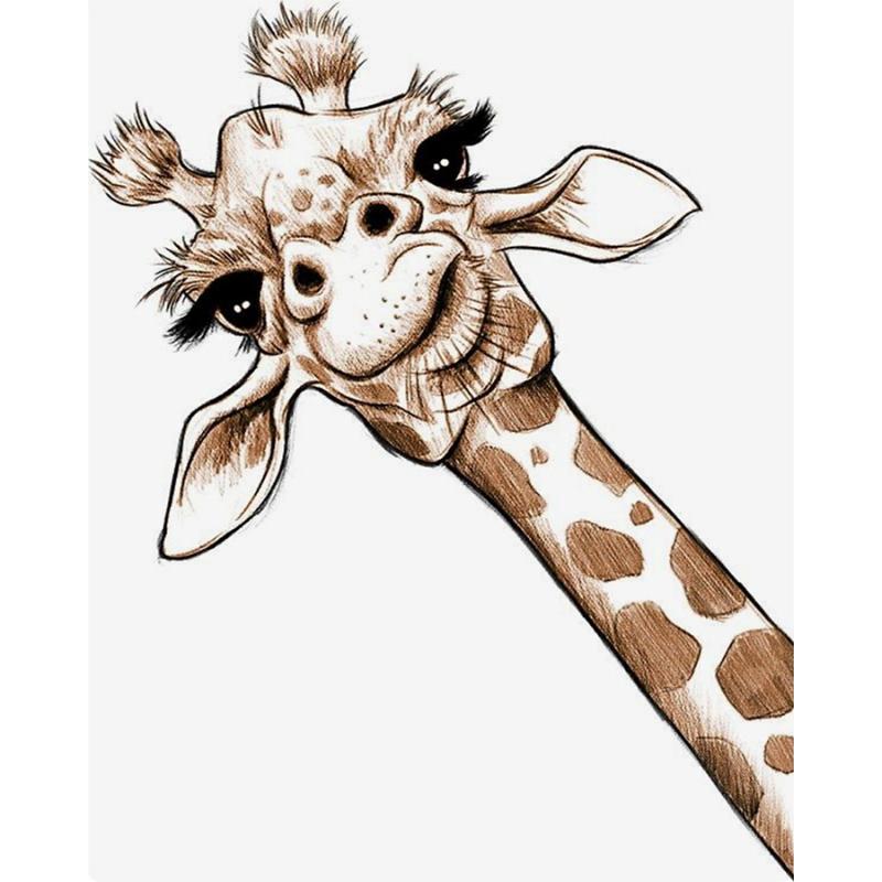 

Paintings AMTMBS Cute Animal Giraffe DIY Painting By Numbers Adults For Drawing On Canvas HandPainted Pictures Wall Art Decor