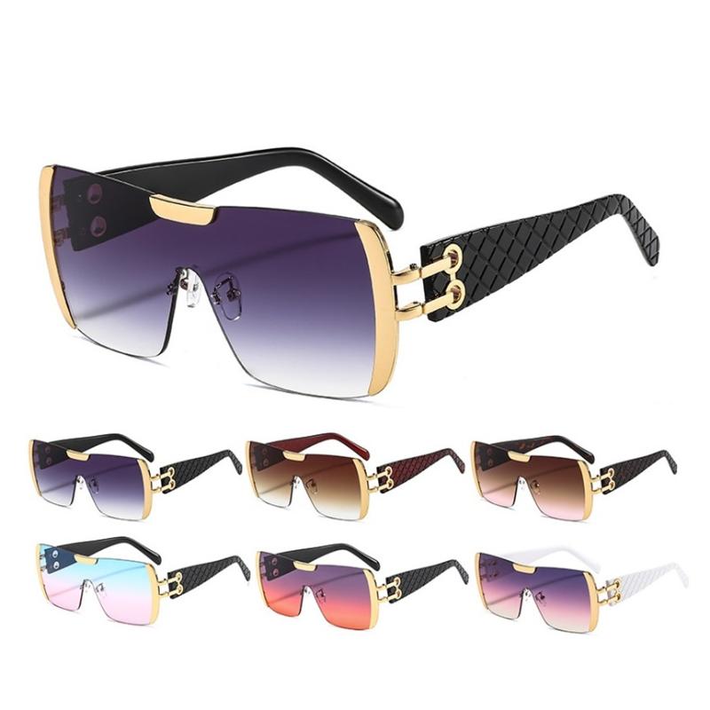 

Sunglasses Wholesale Luxury Women Men Brand Desinger PC Metal Oversized Square One Piece Gradient UV400 Funky Shades Sun GlassesSunglasses