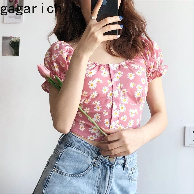 

Women's Blouses & Shirts Gagarich Women Short Blouse 2022 Summer French Vintage O Neck Sweet Crop Shirt Sleeve Female, Black