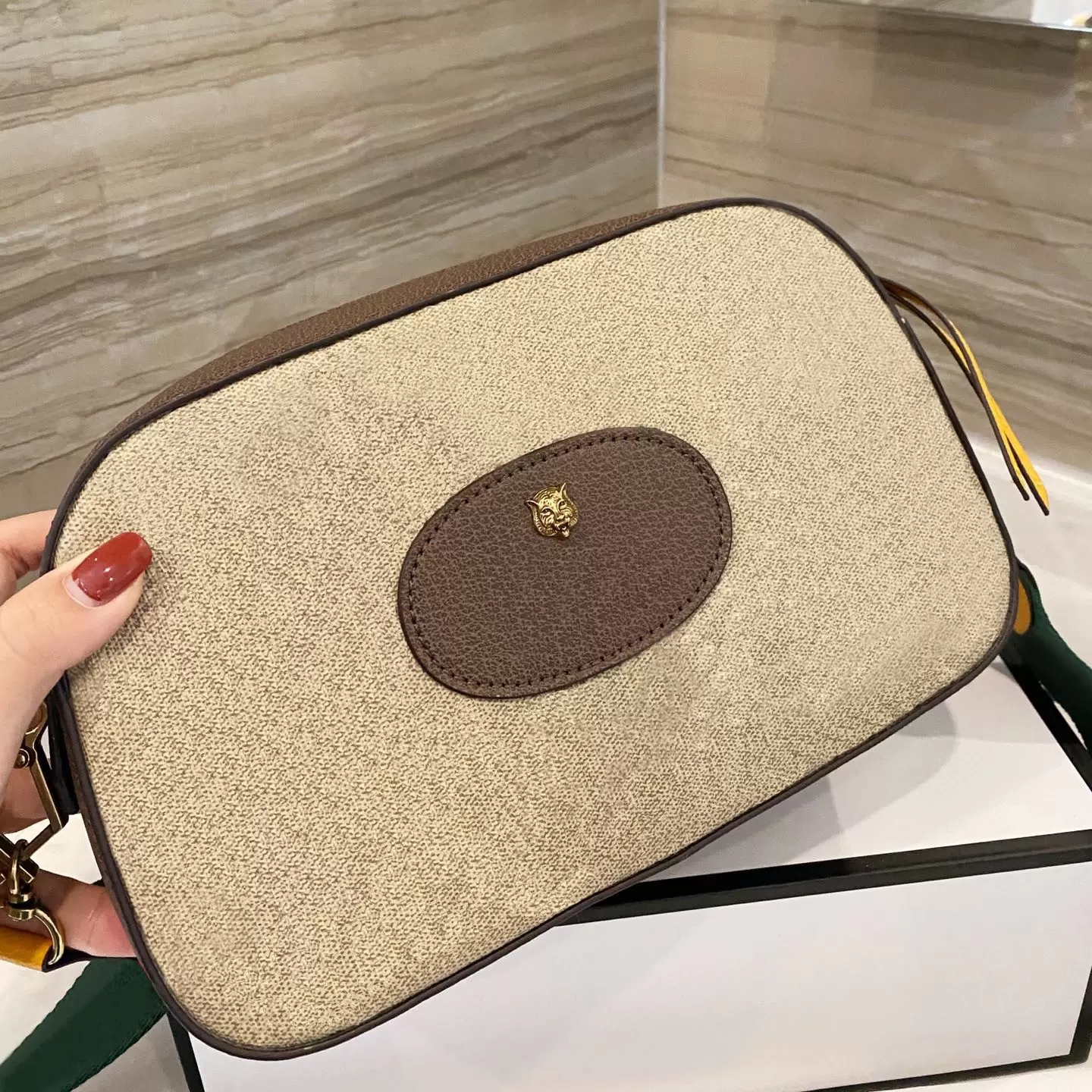 

New Postman bag women old canvas tiger single shoulder diagonal span large capacity classic fashion versatile Genuine Leather material head camera bags With Box, Customize