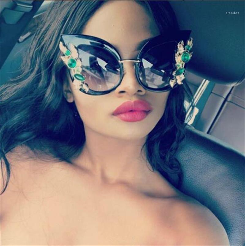 

Sunglasses Rhinestone Cat Eye Women Vintage Brand Designer Clear Lens Luxury Ladies Glasses Fashion Pink UV400Sunglasses