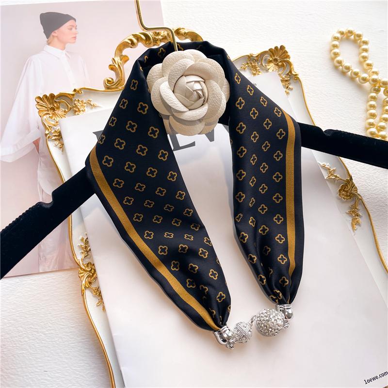 

Scarves Design Satin Silk Scarf Women Print Necklace Lady Hand Magnet Wrist Neck Tie Accessories BandanaScarvesScarves