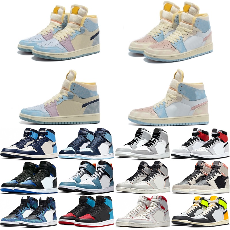 

Mid Light Smoke Grey 1 1s Basketball Shoes High Bred Patent University Blue Dark Mocha Seafoam Marina Blue Atmosphere Fashion Sneakers Men Trainers, 44