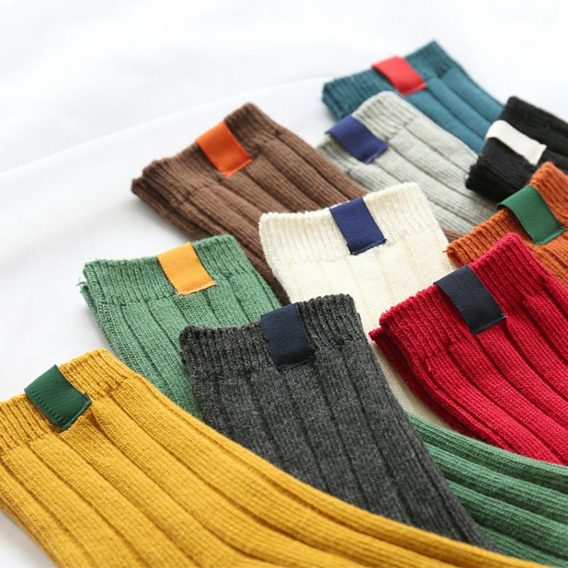 

Socks & Hosiery Retro Harajuku Women Girl Crew Loose Classic Winter Pure Color In Tube Korean White Black Yellow Green Blue GreySocks, Beige