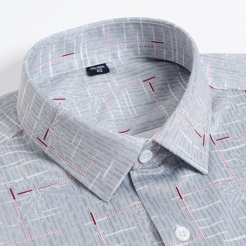 

Men's Casual Shirts Standard-fit Soft Stretch Plaid Print Short Sleeve Shirt Single Patch Pocket Checkered Summer Thin Easy Care, Dt-01