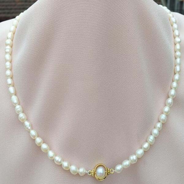 

3-5mm South Sea Baroque White Pearl Necklace 14k