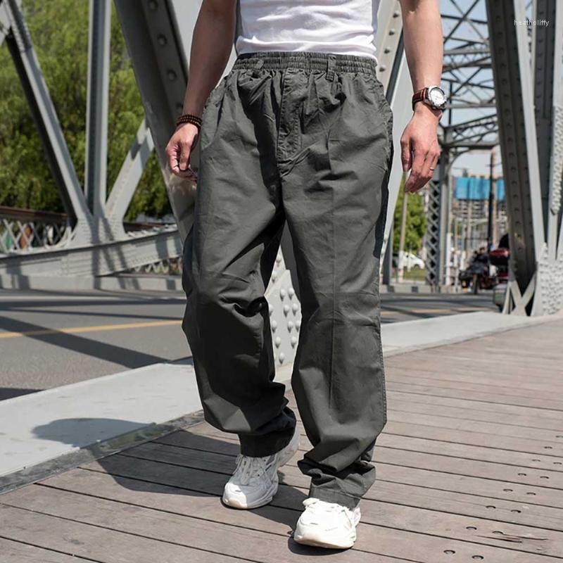 

Men's Pants Summer Fashion Cargo Men's Casual Trousers Straight Loose Baggy Elastic Waist Streetwear ClothingMen's Heat22, Black