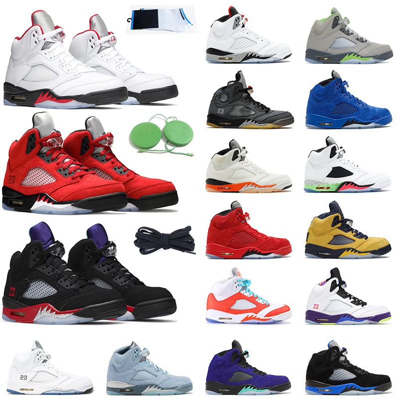 

5s Racer Blue Suede Unc 5 Retro Men Basketball Shoes Anthracite Fire Red Suede Jumpman 5 Easter Mens Sport Trainer Sneakers, # 11