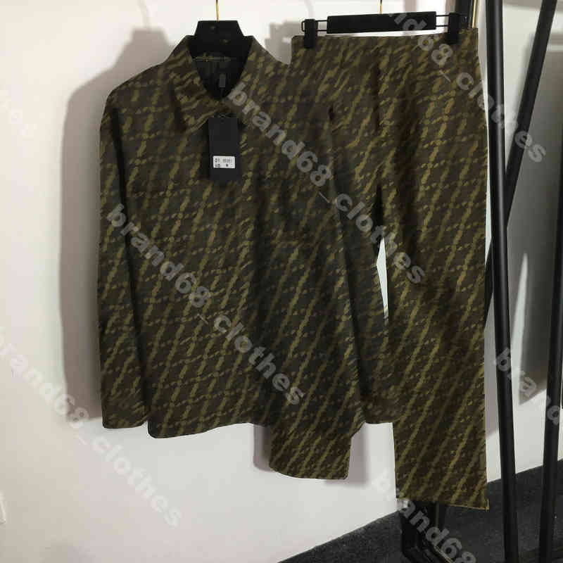 

designer women long sleeve shirts two piece pants jacquard letter logo suit coat tops luxury f..ndi brand autumn female Apparel