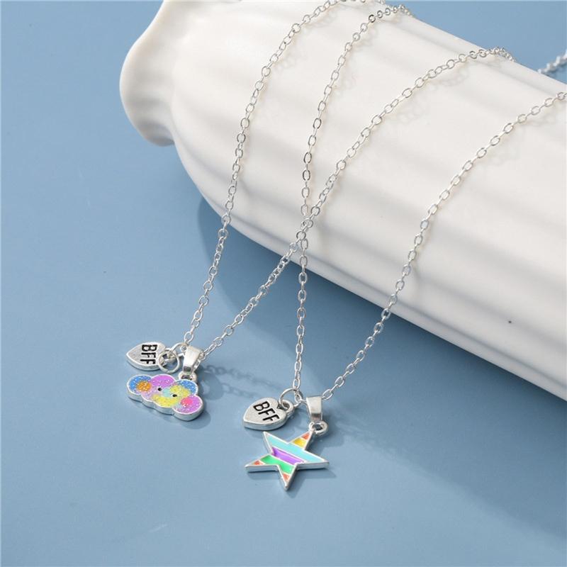 

Pendant Necklaces Pair BFF Multicolor Pentagram Cloud Oil Drop Alloy Clavicle Chain For Children Teen Christmas/Birthday GiftPendant
