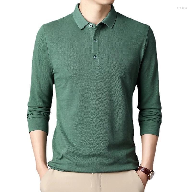 

Men's T-Shirts Spring And Autumn Men's Long-sleeved Lapel T-shirt Casual Fashion Classic Solid Color T-shirtMen's Mild22, 03
