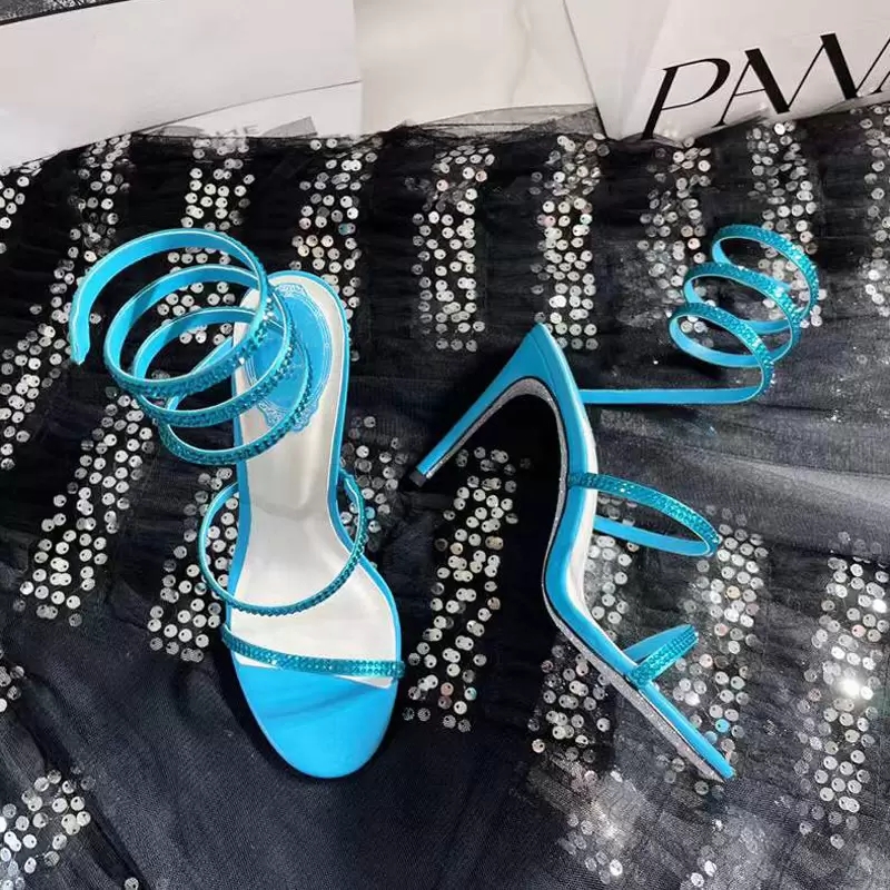 

summer sandals for womens Rene caovilla luxury designer crystal ankle strap cross cutout slippers high heels sexy dress shoes Fashionable stiletto sandal 35-43, Contract me for more style