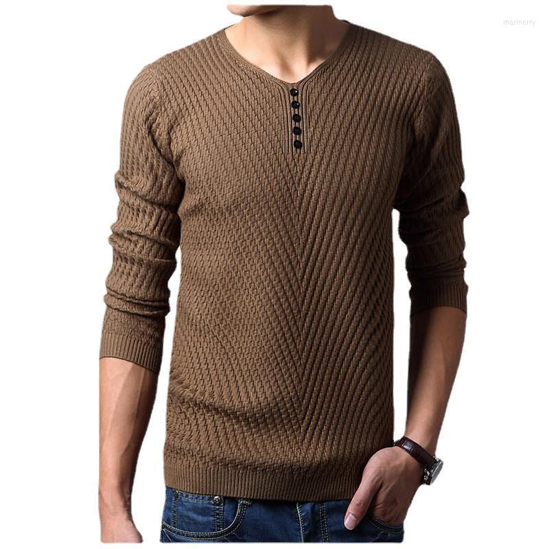 

Men's Sweaters Men Sweater Autumn Winter V Neck Cotton Knitted Pullover Brand Clothing Male Slim Knitwear Casual Fashion -3XLMen's Mari22, Navy