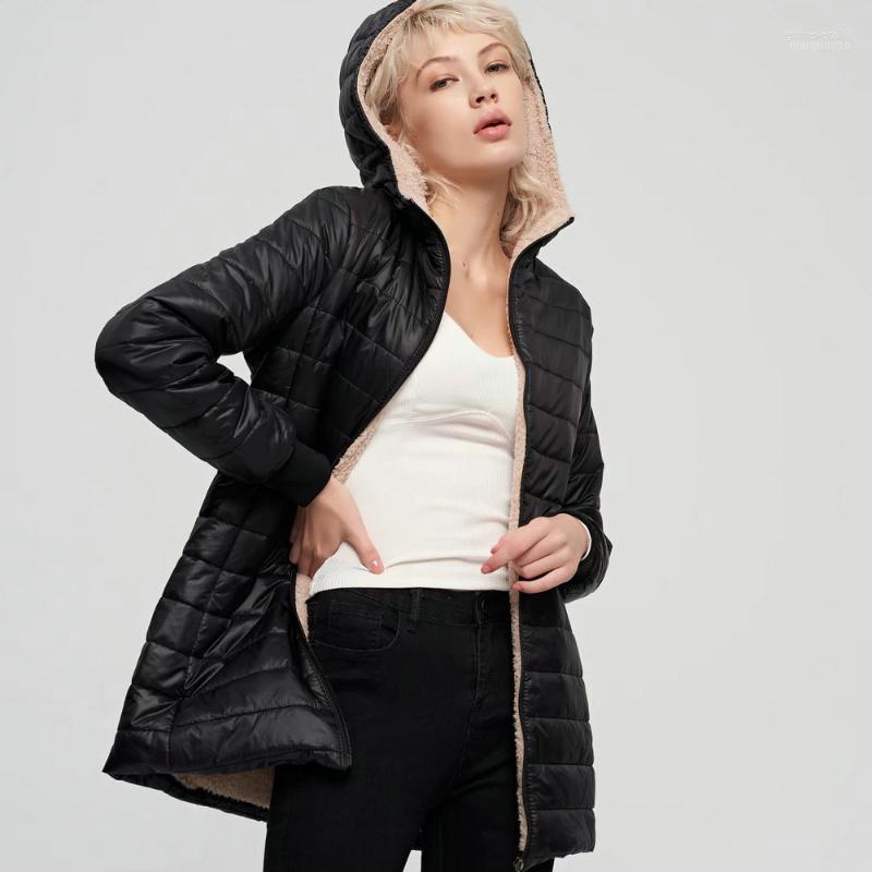 

Women' Down & Parkas 2022 Autumn Winter Women Casual Hooded Faux Fur Warm Coats Lady Vintage Long Thin Zipper Black Padded Jackets Outerwea, 8028 black