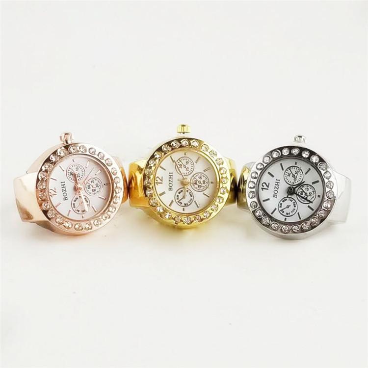 

Pocket Watches Fashion Casual Ladies Mini Ring Watch Rhinestone Retro Rose Gold Women Finger DecorationPocket
