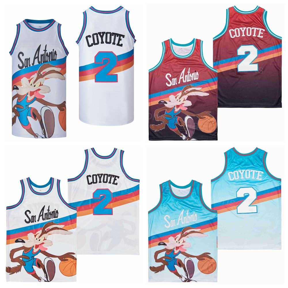 Le film Film Basketball X Wile The 2 Coyote Looney Tunes Jersey Camp Hiphop pour les fans de sport Pure Cotton Hip Hop broderie et cousue Bleu Re