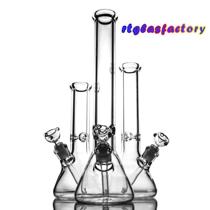 

Hookahs 12 14 18 inch bong Tobacco Beaker Glass water pipe 9MM Thick Bongs Super Heavy with Smoking Accessories have three size
