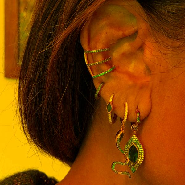 

Dangle & Chandelier Fashion Delicate Rainbow Cz Wrap Snake Shape Bar Earring Gold Filled Mix Color Charm Women JewelryDangle
